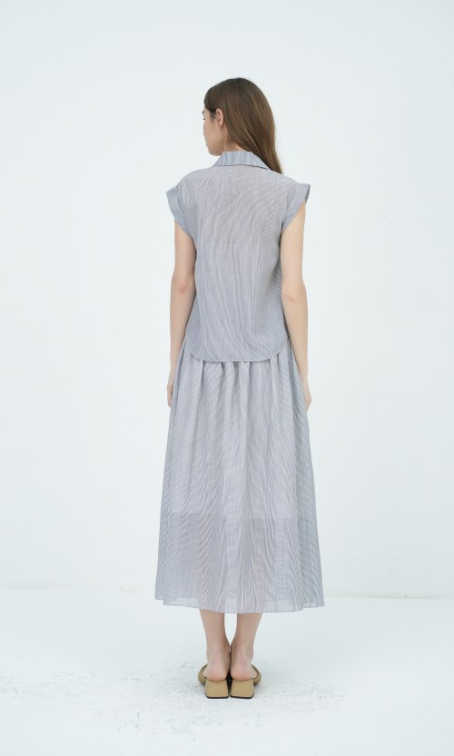 SIXDO G-Blue Stripe Raw Blouse